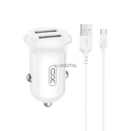 XO autós töltő CC67 12W 2x USB fekete + USB - USB-C kábel