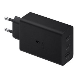 Samsung hálózati gyors töltőfej, 2xType-C / 1xUSB, 65W, fekete, EP-T6530NBEGEU (csomagolás nélküli)