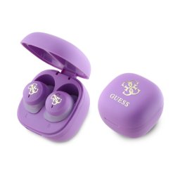Guess 4G Logo Mini stereo bluetooth headset vezeték nélküli töltőtokkal, TWS, lila, GUTWSJ144ESL