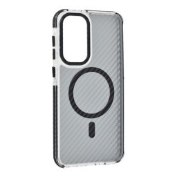 Szilikon telefonvédő (ütésállóság, légpárnás sarok, karbon minta, wireless, MagSafe) FEKETE Samsung Galaxy A37 5G (SM-A376)