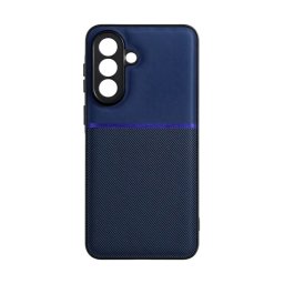 Szilikon telefonvédő (ütésállóság, mágneses, bőr hatású hátlap, csíkos) SÖTÉTKÉK Samsung Galaxy A57 5G (SM-A576)