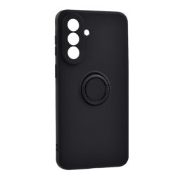 Szilikon telefonvédő (tartógyűrű, mikrofiber plüss belső, mágneses, kameravédő) FEKETE Samsung Galaxy A37 5G (SM-A376)