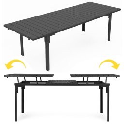 Kihúzható kerti asztal 180-240 cm 12 fő részére, szürke