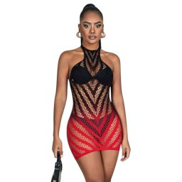 Subblime 952242 - színátmenetes necc ruha (piros) - XS-M