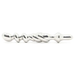 Dildó Dupla behelyezés 19 cm - Fém, bordázott 2,8 cm szélesség