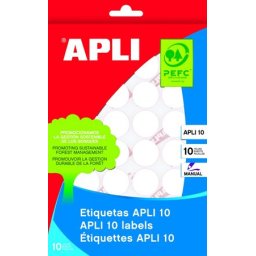 APLI Etikett, 13 mm kör, kézzel írható, APLI, 770 etikett/csomag