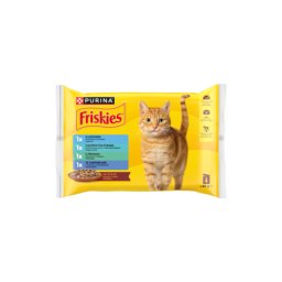 FRISKIES Szószban Lazaccal/Tengeri hallal/Szardíniával/Tőkehallal nedves macskaeledel 4x85g