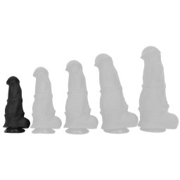 Biggyhorsy Dildó Bordázott fejjel, tapintásos felület 19x8 cm szilikon fekete