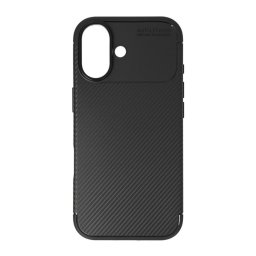 Szilikon telefonvédő (ütésállóság, légpárnás sarok, karbon minta) FEKETE Apple iPhone 17