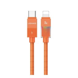 USAMS U93 adatkábel (Type-C - lightning, 30W, PD gyorstöltő, LED jelzés, 120cm) NARANCSSÁRGA Apple iPhone 5, iPhone 6 4.7, iPhone SE (2016)