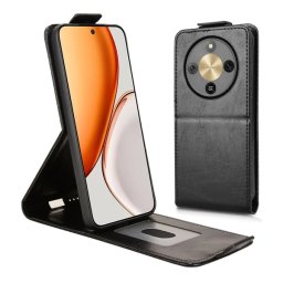 Tok álló, bőr hatású (FLIP, lefelé nyíló, asztali tartó, bankkártya tartó, mágnescsat) FEKETE Honor Magic 8 Lite