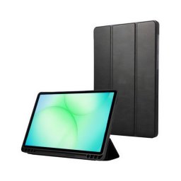 Designed for SAMSUNG tok álló, bőr hatású (FLIP, oldalra nyíló, TRIFOLD, asztali tartó) FEKETE Samsung Galaxy Tab A11 LTE (SM-X135), Galaxy Tab A11 WIFI (SM-X130)