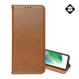 Tok álló, valódi bőr (FLIP, oldalra nyíló, asztali tartó) VILÁGOSBARNA Xiaomi Redmi Note 15 5G