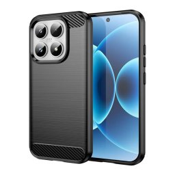 Szilikon telefonvédő (ütésállóság, légpárnás sarok, szálcsiszolt, karbon minta) FEKETE Xiaomi 17