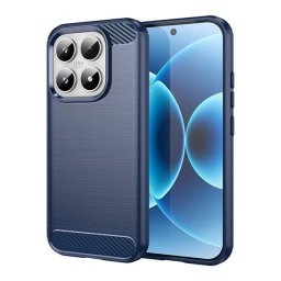 Szilikon telefonvédő (ütésállóság, légpárnás sarok, szálcsiszolt, karbon minta) SÖTÉTKÉK Xiaomi 17