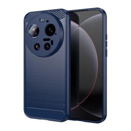 Szilikon telefonvédő (ütésállóság, légpárnás sarok, szálcsiszolt, karbon minta) SÖTÉTKÉK Xiaomi 17 Ultra
