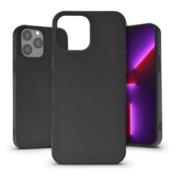 Szilikon telefonvédő (matt, mikrofiber plüss karcolásmentesítő belső, prémium) FEKETE Apple iPhone 13 Pro Max