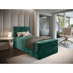 Kárpitozott boxspring ágy GLORIEN VELVET 80x200 cm sötétzöld Matrac: Bonell rugós matrac
