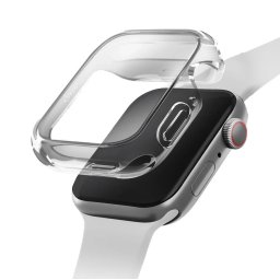Uniq Garde Apple Watch 4 / 5 / 6 / SE / SE2 / SE3 (40mm) műanyag tok, kijelzővédő felülettel, fekete