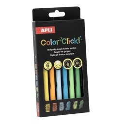 APLI Zseléstoll, akril tintával, 0,7 mm, nyomógombos, APLI "Color Click", őszi színek, 6 különböző szín