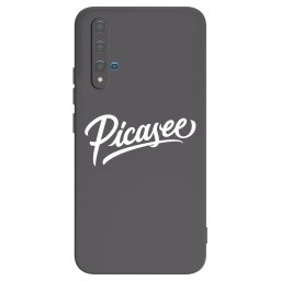 Fekete szilikon tok az alábbi mobiltelefonokra Huawei Nova 5T - Picasee - old logo - white