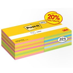 3M POSTIT Öntapadó jegyzettömb, 76x76 mm, 2x450 lap, 3M POSTIT, vegyes színek