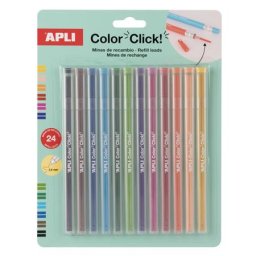 APLI Utántöltő színes töltőceruza készlethez, APLI "Color Click", 24 db, 12 szín