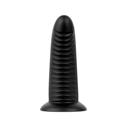 BUTTR Double Ribbed - óriás bordázott anál plug (fekete) - 26 cm