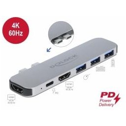 Delock MacBook dokkolóállomás, kettős, HDMI 4K / PD / Hub