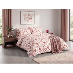 Flanel ágynemű AMORIA HEARTS mintás Ágyneműhuzat mérete: 70 x 90 cm | 140 x 200 cm