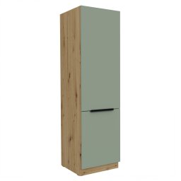 Szekrény beépíthető hűtőszekrényhez, aquamarine/artisan tölgy, ARSANY 60 LO-210 2F