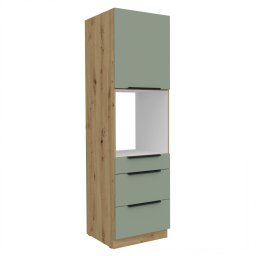 Magas szekrény beépíthető sütőhöz, aquamarine/artisan tölgy, ARSANY 60 DPS-210 3S1F
