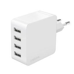 USB Halozati tolto 4 aljzat 3000mA Feher Logilink PA0336W