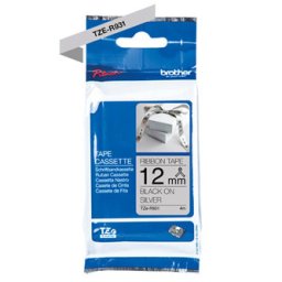 Brother eredeti címkenyomtató szalag, Brother, TZE-R931, fekete nyomtatás/ezüst hátlap, textil, 4m, 12mm