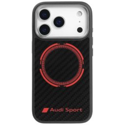tok Audi RSQ Carbon Fiber Sport Red Circle MagSafe iPhone 17 Pro-hoz fekete