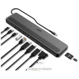 Acer 13in1 Type C Minidock: 3x USB3.0 (5Gbps adatátvitel), 1x USB-C (5Gbps adatátvitel), 1x USB-C Power Delivery (akár 100W)