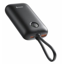 SWISSTEN POWER BANK VOLTBOX 35W 10000 mAh BEÁLLÍTOTT USB-C ÉS LIGHTNING KABELEK FEKETE