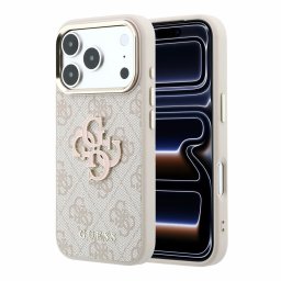 Guess PU 4G Resin Metal Logo Apple iPhone 18 Pro Max hátlap tok, rózsaszín-arany