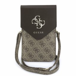 Guess PU Leather+Grained 4G Metal Logo táska / telefon tartó táska, barna