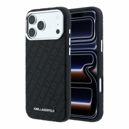 Karl Lagerfeld PU Grained Allover Semi Wrap Apple iPhone 18 Pro Max / 17 Pro Max tok, MagSafe, fekete-ezüst