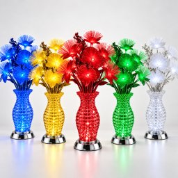 LED virág dekorlámpa kristályhatású vázával - több színben