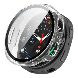 Műanyag keret (BUMPER, ütésállóság + kijelzővédő üveg) ÁTLÁTSZÓ Samsung Galaxy Watch 8 eSIM 40mm (SM-L325), Galaxy Watch 8 40mm (SM-L320)