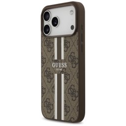 GUESS tok az IPHONE 17 Pro Max-hoz, kompatibilis a MagSafe GUHMP17XP4RPSW (4G nyomtatott csíkok) barna