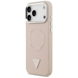 GUESS tok az IPHONE 17 Pro készülékhez, kompatibilis a MagSafe rendszerrel GUHMP17LPSDTSCMP (PU W/ Triangle Logo) rózsaszínű