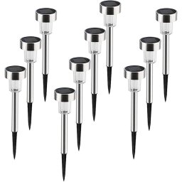Grundig 10 db-os napelemes inox kerti LED lámpa szett, IP44, 36 cm, hideg fehér