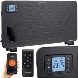 KAMINER ZIFLO 2300W Fekete Elektromos Konvektoros Fűtőpanel - WiFi Irányítással, 1000W/1300W/2300W Teljesítménymódokkal
