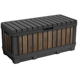 Keter KENTWOOD kerti tároló box - 350 L, ülhető párnatartó, walnut (fa hatás)