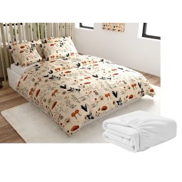 Mikroplüss ágyneműhuzat szett PAPAVA krém színű + mikroplüss lepedő SOFT 180x200 cm fehér, franciaágyhoz