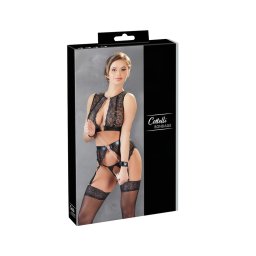 Cottelli Bondage - csipkés fehérnemű szett + bilincs (4 részes)