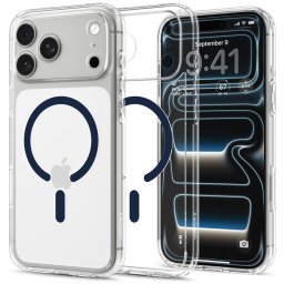 Spigen Ultra Hybrid MagFit Apple iPhone 18 Pro / 17 Pro tok, MagSafe, Clear, kék